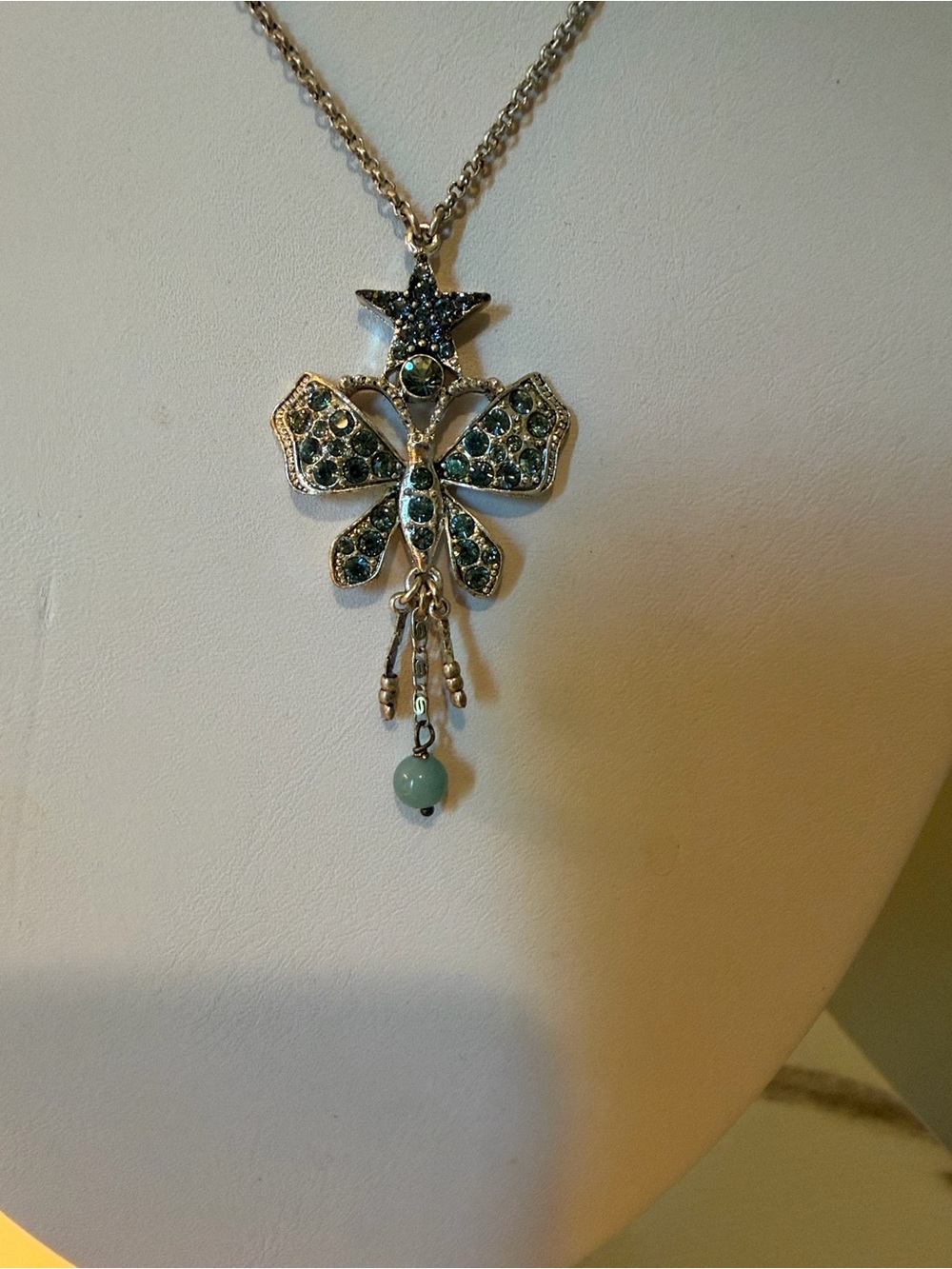 Pilgrim Vintage-Inspired Blue Crystal Butterfly Pendant Necklace